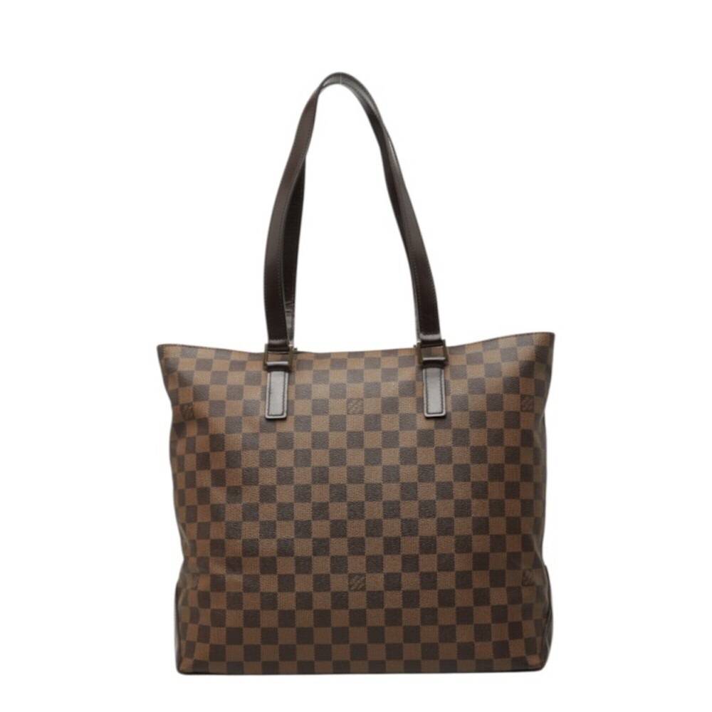 Louis Vuitton Damier Cabas Mezzo SPO Shoulder Bag Tote N51152 Brown Leather W...